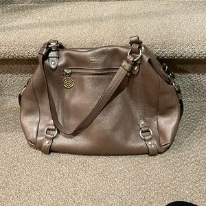 Coach bronze handbag with gold hardware